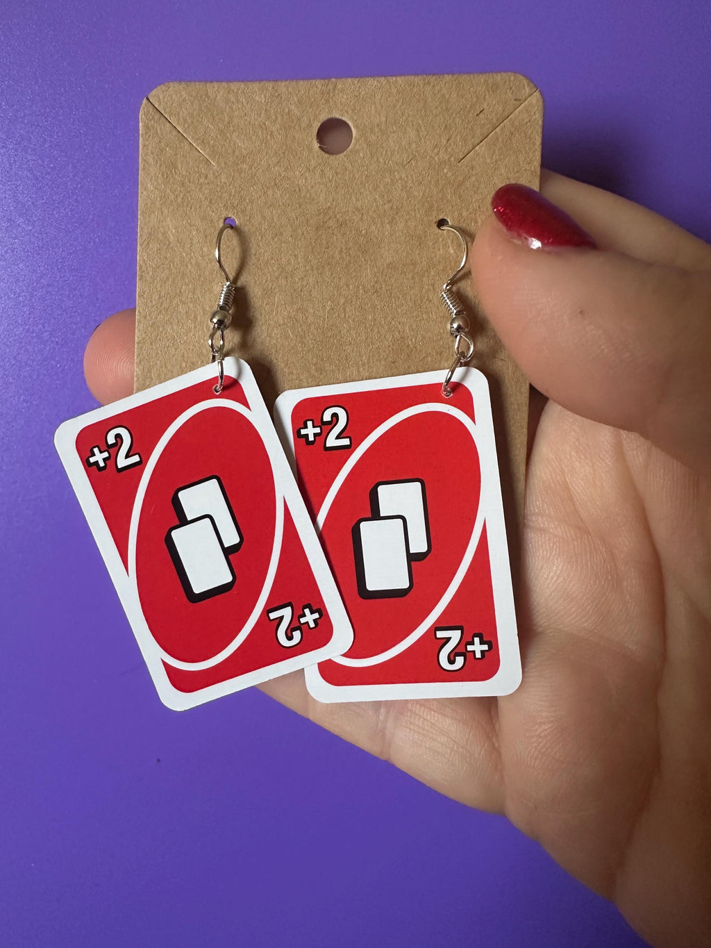 Uno Wild Card Earrings: Quirky Miniature Card Game Jewelry, LBTQIA statement piece