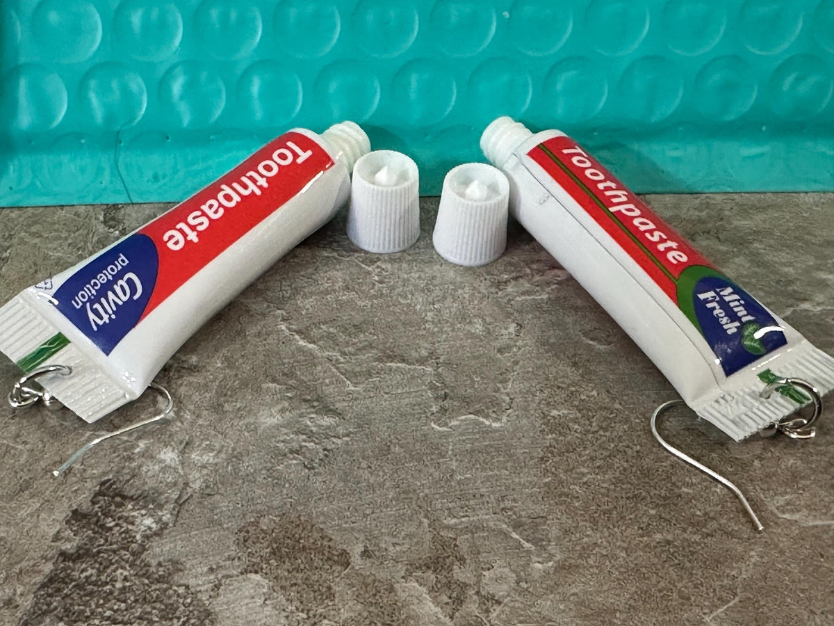 Functional Toothpaste Earrings: Quirky Dangle Statement Jewelry