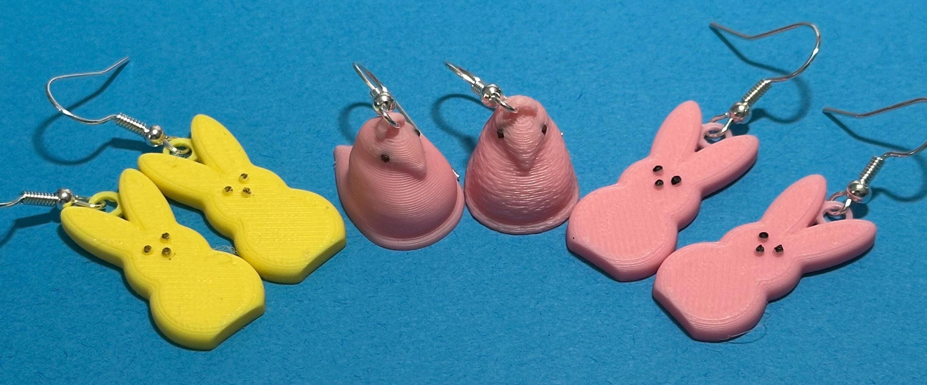 Marshmallow Easter Bunny and chick Earrings: Quirky Statement Jewelry.