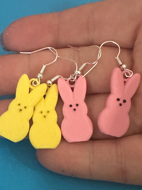 Marshmallow Easter Bunny and chick Earrings: Quirky Statement Jewelry.