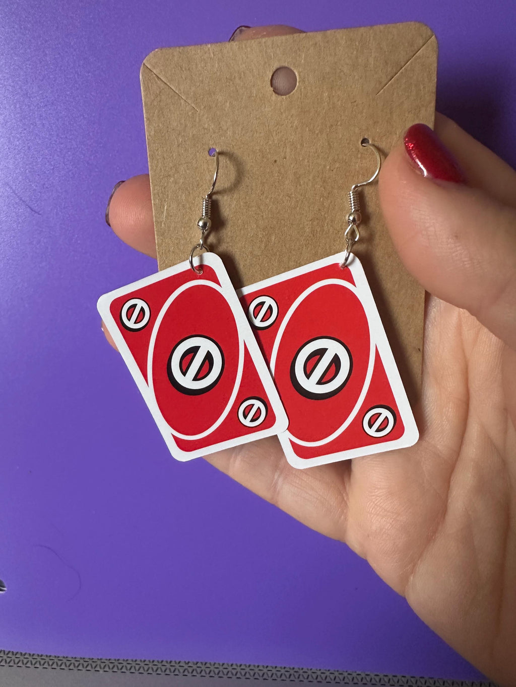 Uno Wild Card Earrings: Quirky Miniature Card Game Jewelry, LBTQIA statement piece