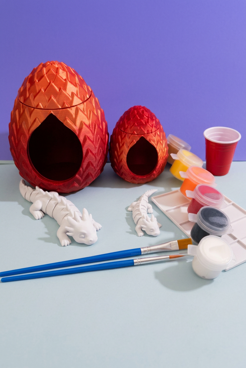 DIY Paint Your Own Dragon Kit with Dragon Egg - 3D Printed Articulated Dragon Painting Kit