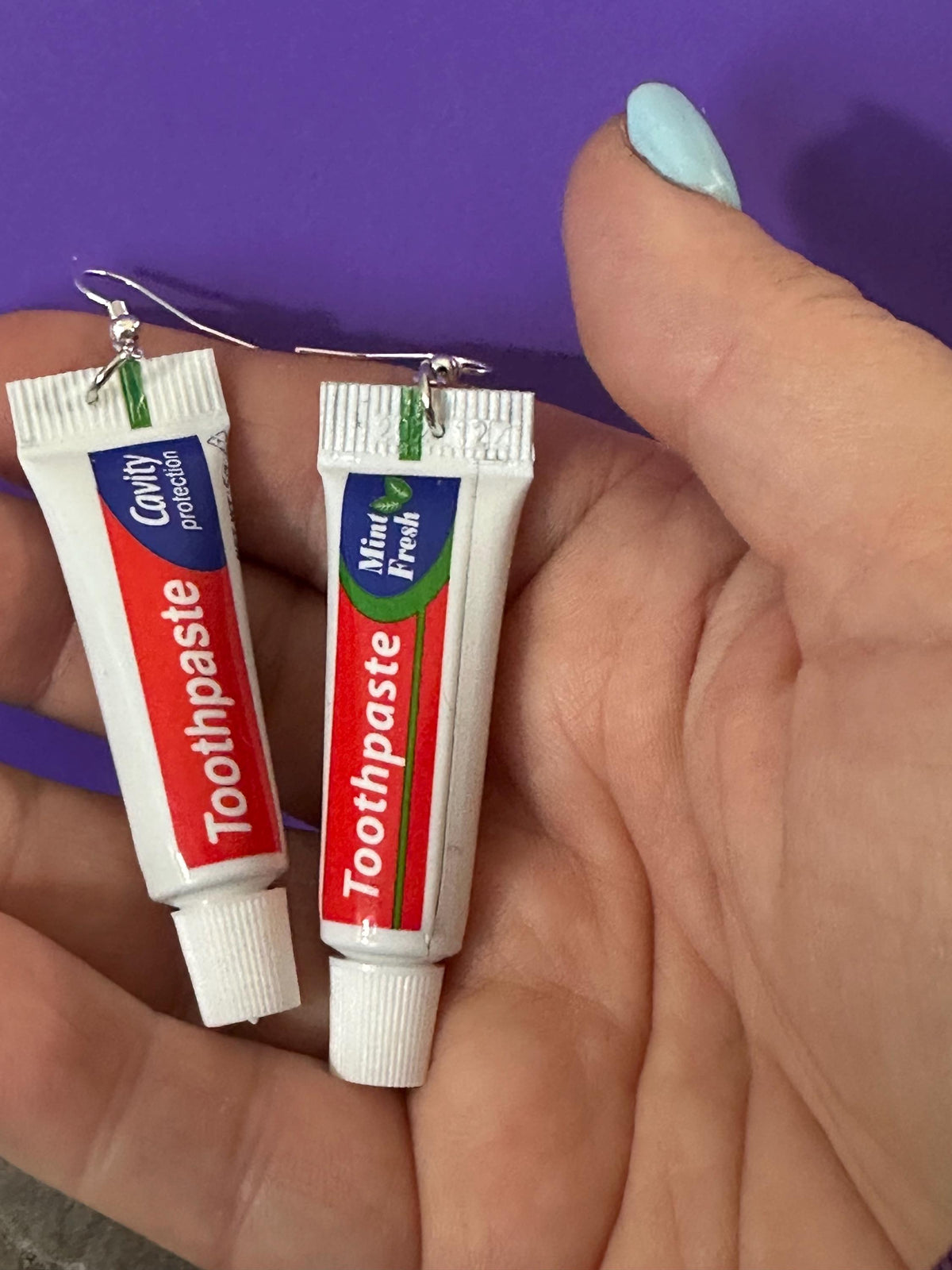 Functional Toothpaste Earrings: Quirky Dangle Statement Jewelry