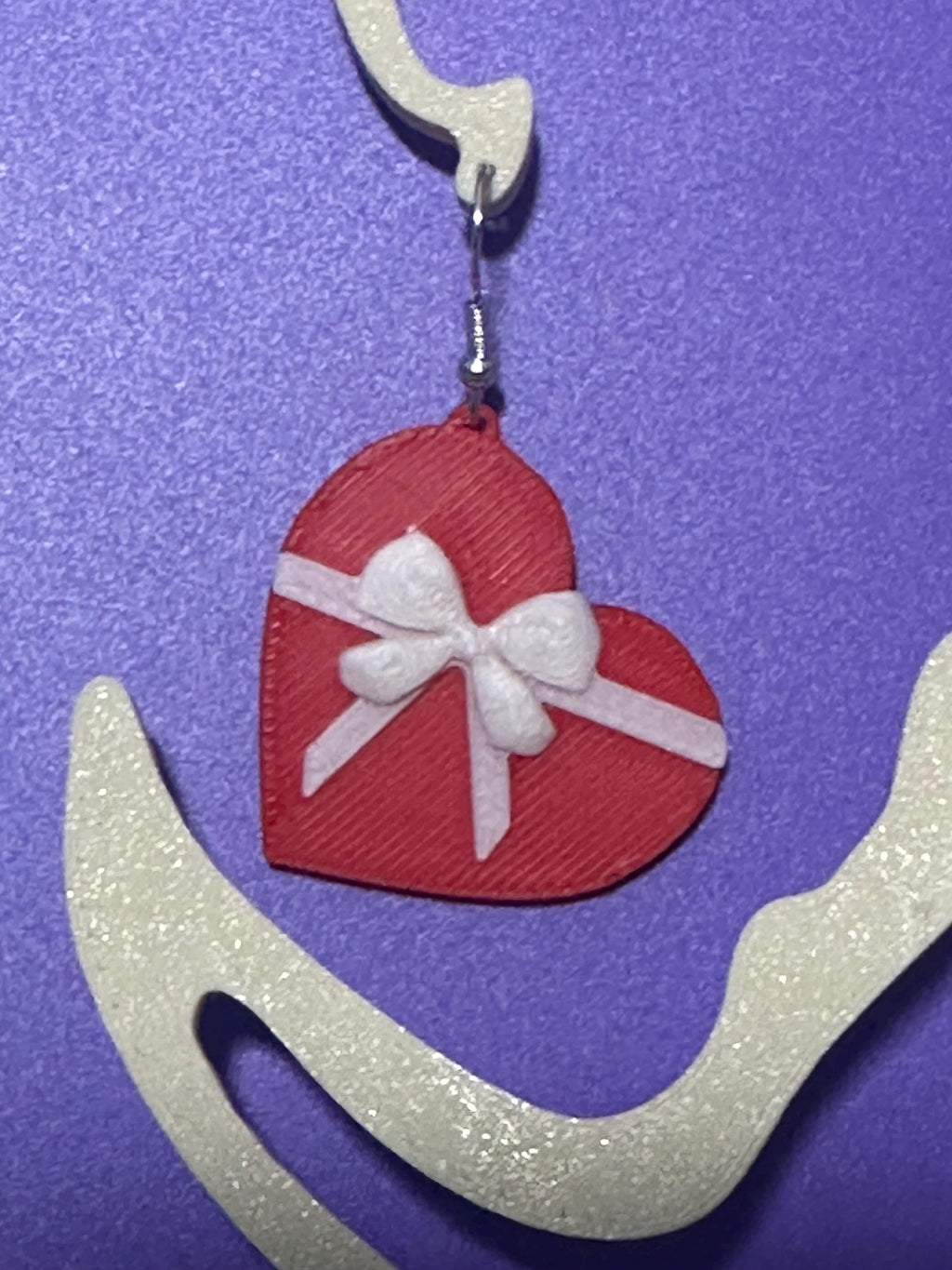 Heart Shaped  box of Chocolate Earrings, Quirky fun candy dangle earrings