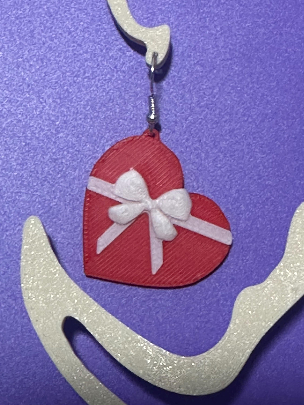 Heart Shaped  box of Chocolate Earrings, Quirky fun candy dangle earrings