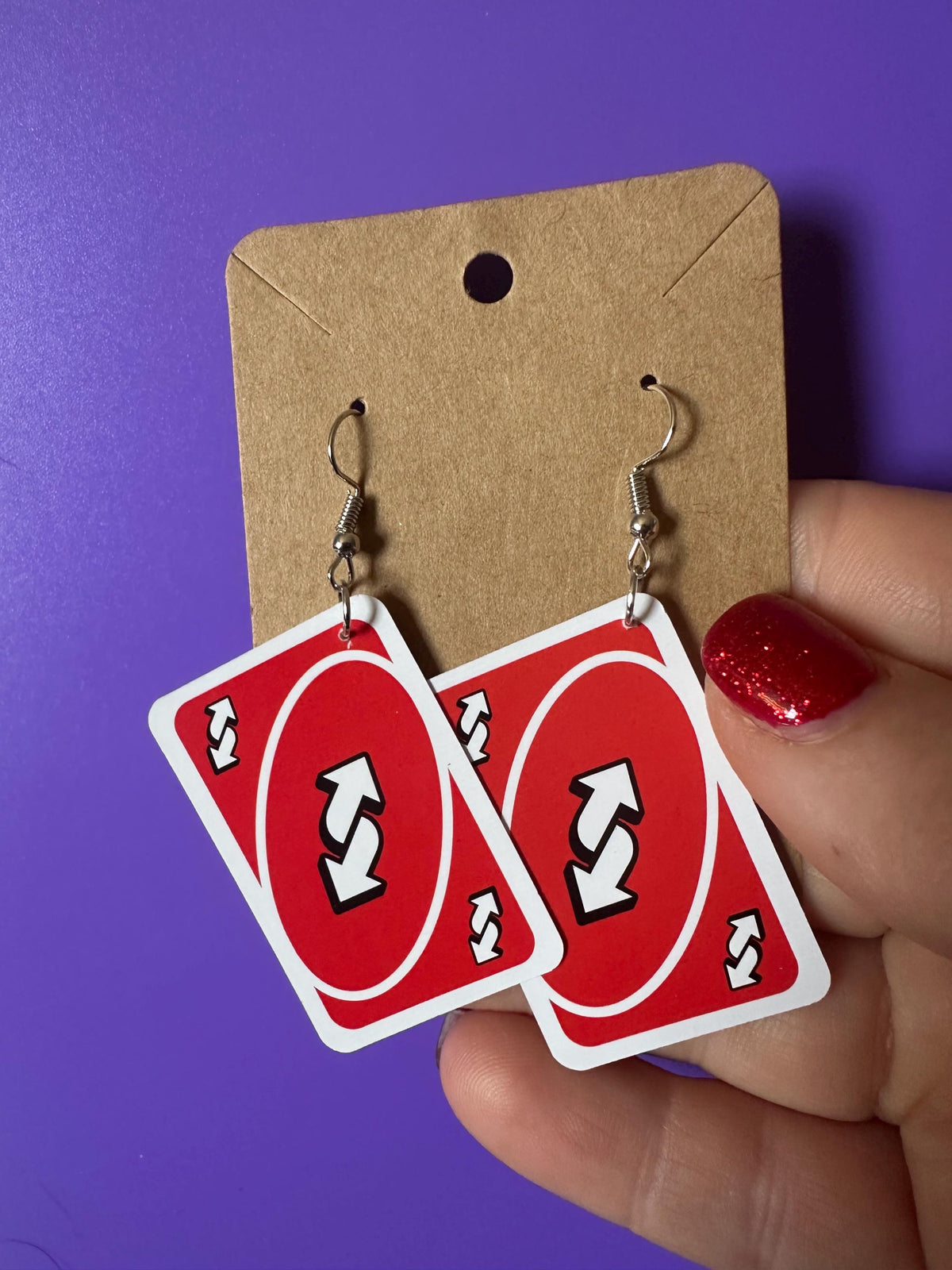 Uno Wild Card Earrings: Quirky Miniature Card Game Jewelry, LBTQIA statement piece