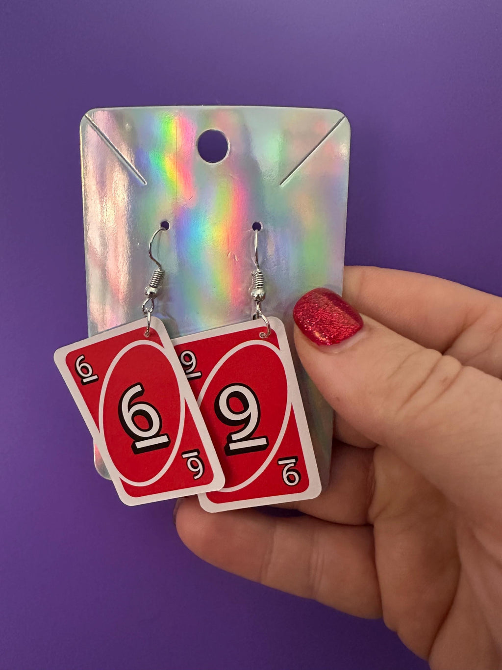 Uno Wild Card Earrings: Quirky Miniature Card Game Jewelry, LBTQIA statement piece