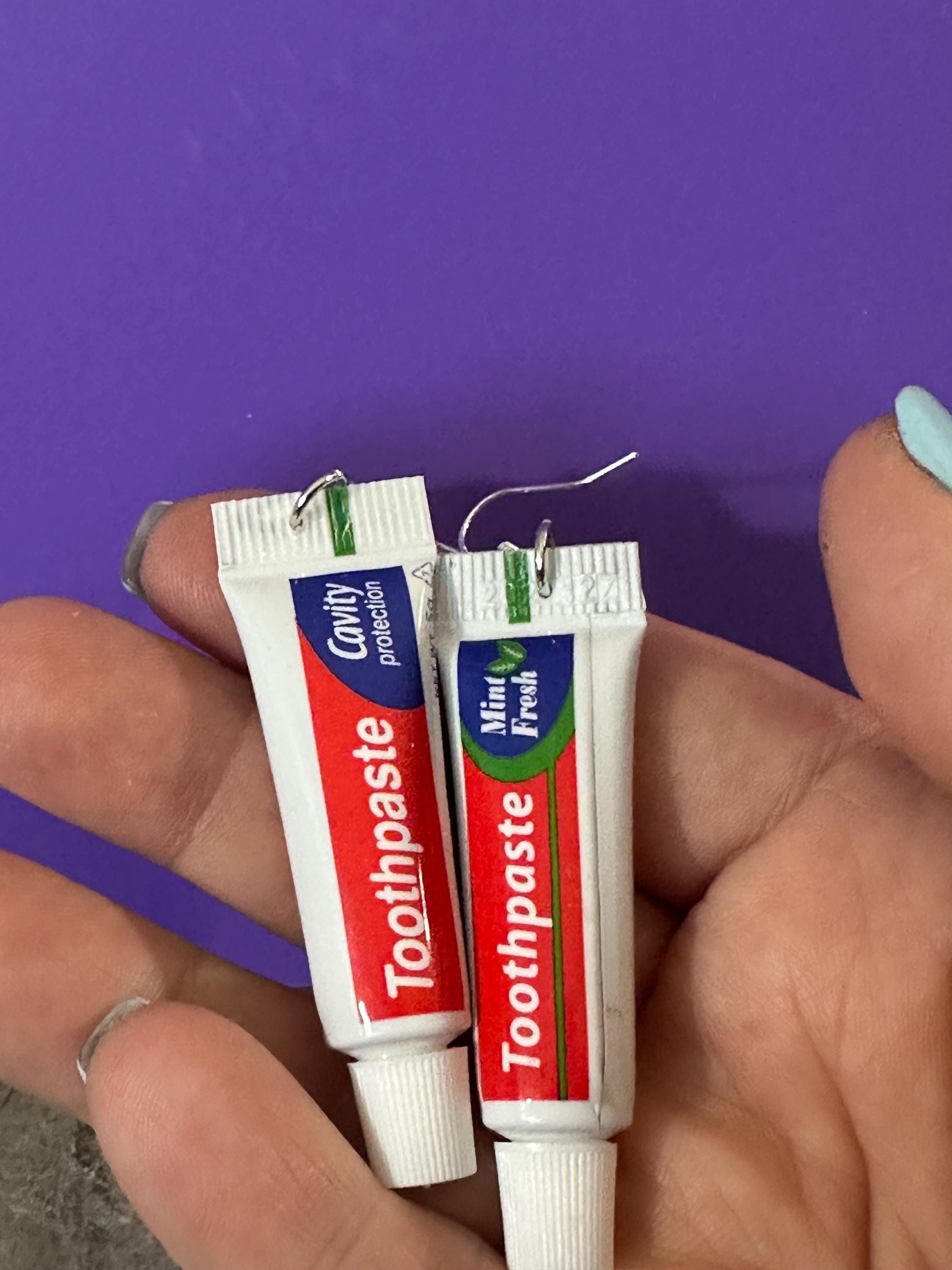 Functional Toothpaste Earrings: Quirky Dangle Statement Jewelry
