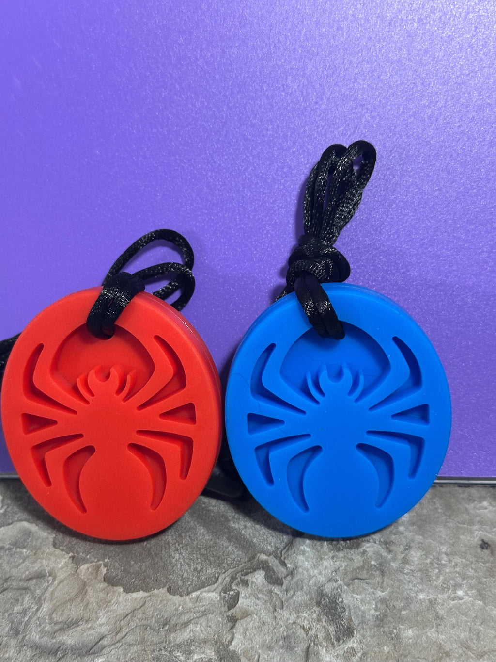 Blue spider chew necklace