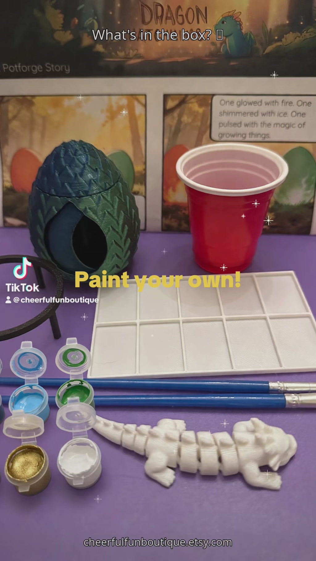 DIY Paint Your Own Dragon Kit with Dragon Egg - 3D Printed Articulated Dragon Painting Kit