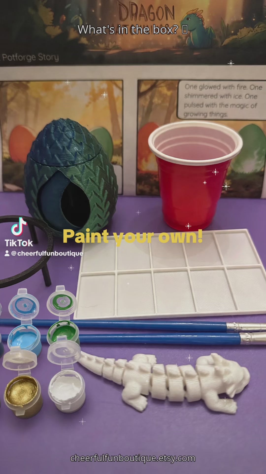 DIY Paint Your Own Dragon Kit with Dragon Egg - 3D Printed Articulated Dragon Painting Kit